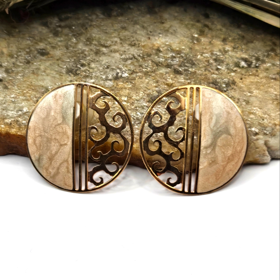 Nwt Designer Edgar Berebi Enamel Stud Earrings Pierced Gold Tone Berebi Vintage 28$